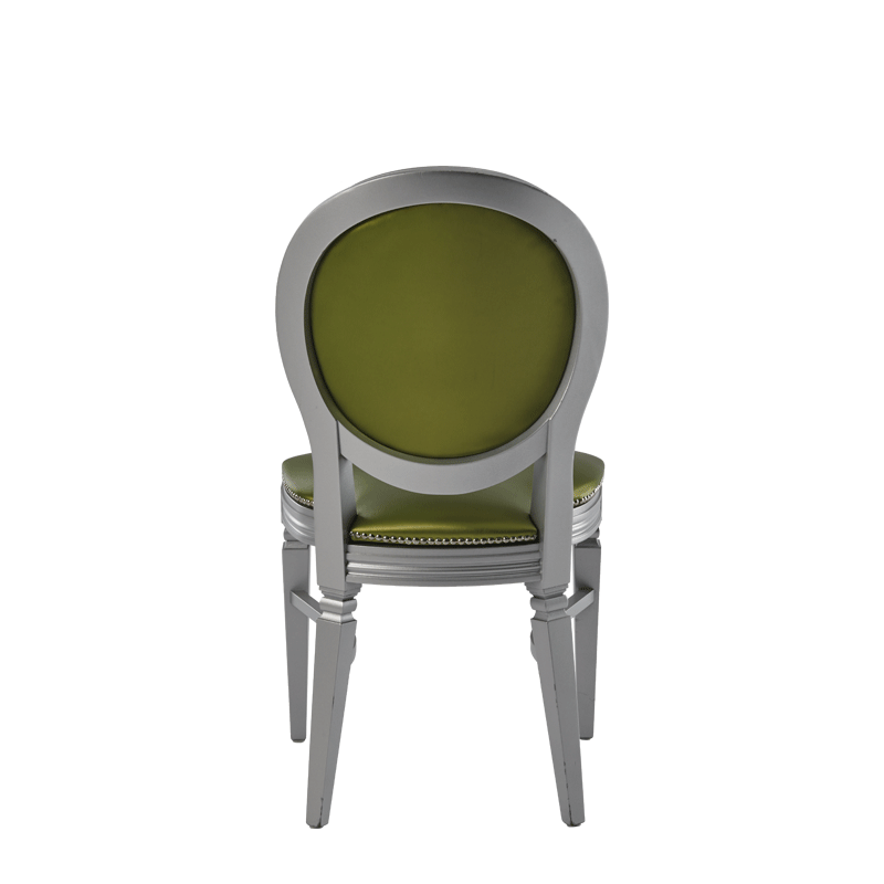 Chandelle Chair in Silver with Chartreuse Green Seat Pad