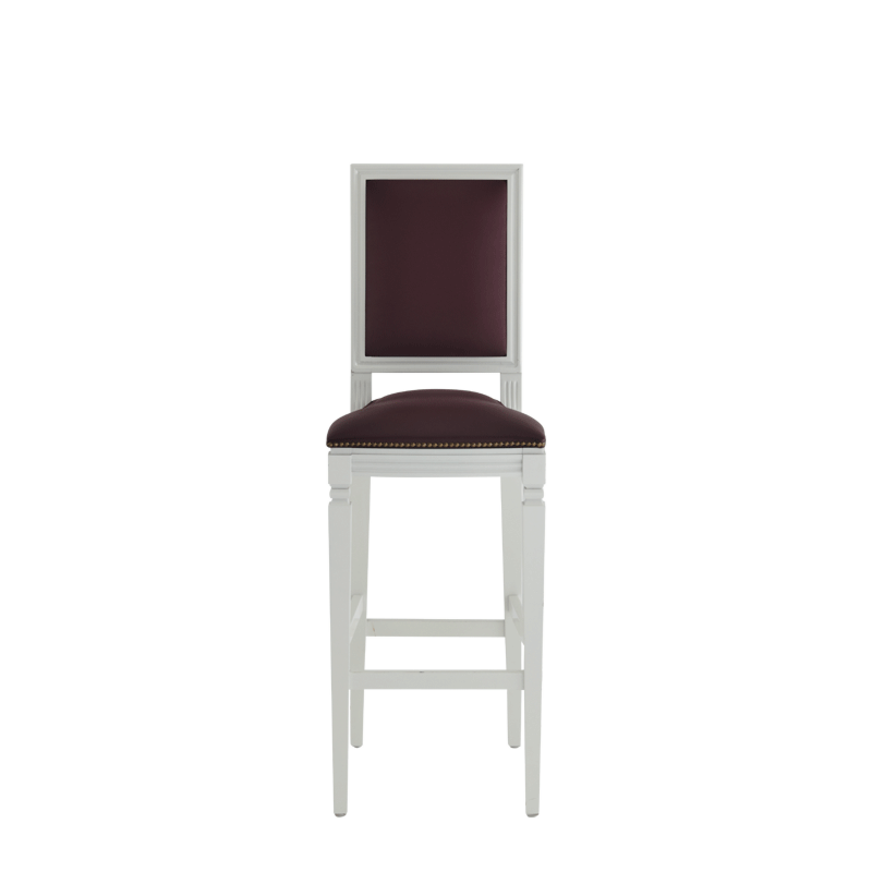 CKC Bar Stool in White with Claret Wine Seat Pad
