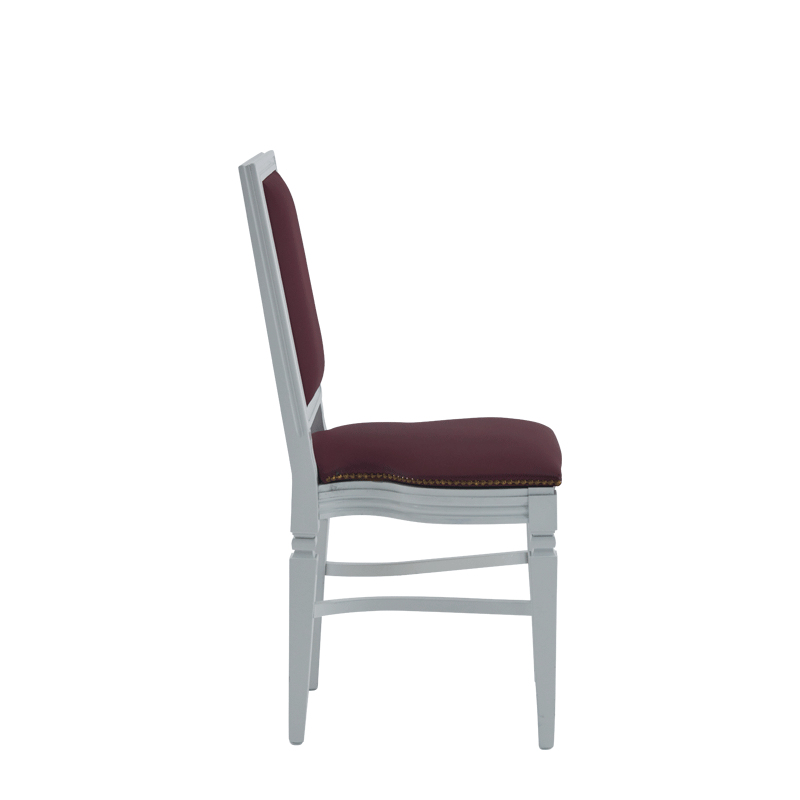 CKC Chair in White with Claret Wine Seat Pad