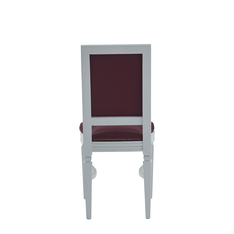CKC Chair in White with Claret Wine Seat Pad