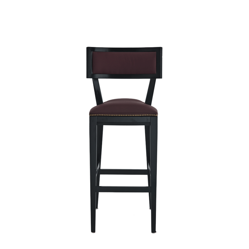 The Bogart Bar Stool in Black with Claret Wine Seat Pad