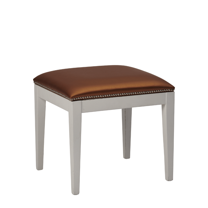 Divano Ottoman in White with Copper Seat Pad