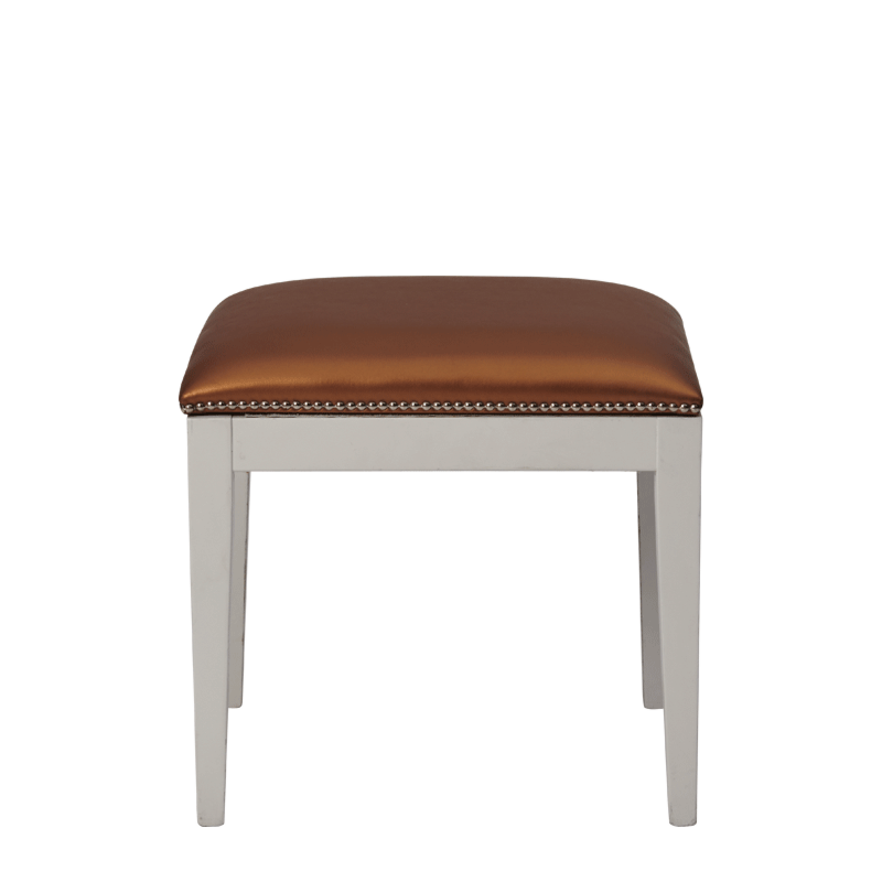 Divano Ottoman in White with Copper Seat Pad