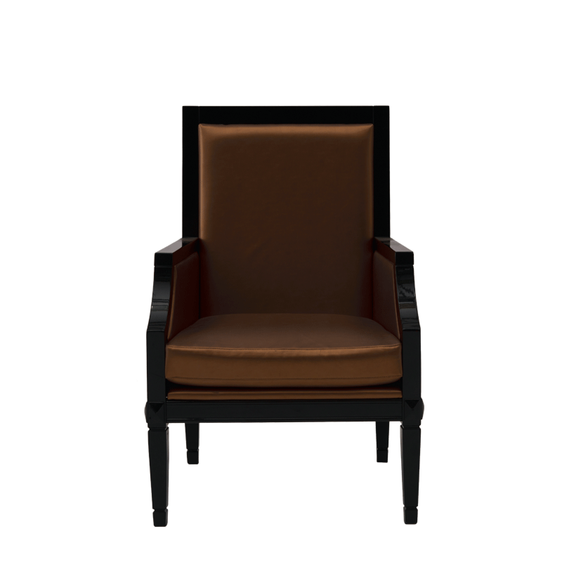 Havana Armchair in Black with Copper Seat Pad