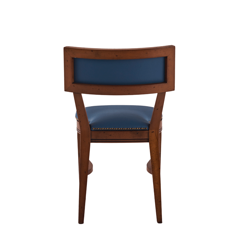 The Bogart Chair in Antique Wood with Cornflower Seat Pad