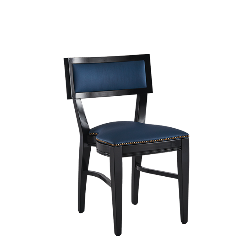 The Bogart Chair in Black with Cornflower Seat Pad