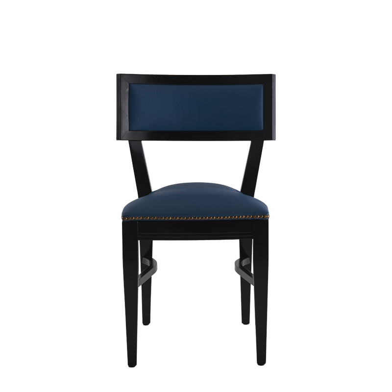 The Bogart Chair in Black with Cornflower Seat Pad
