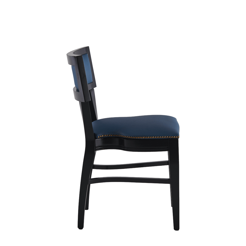 The Bogart Chair in Black with Cornflower Seat Pad