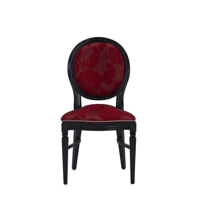 Chandelle Chair in Black with Damask Bordeaux Seat Pad