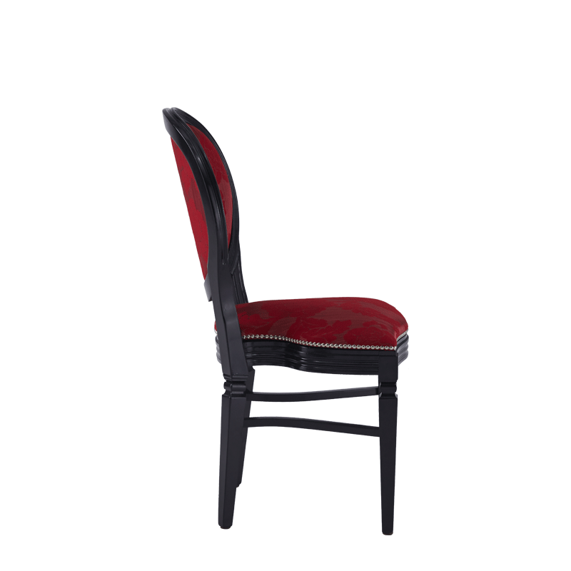Chandelle Chair in Black with Damask Bordeaux Seat Pad
