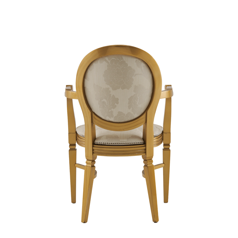Chandelle Armchair in Gold with Damask Vanilla Seat Pad