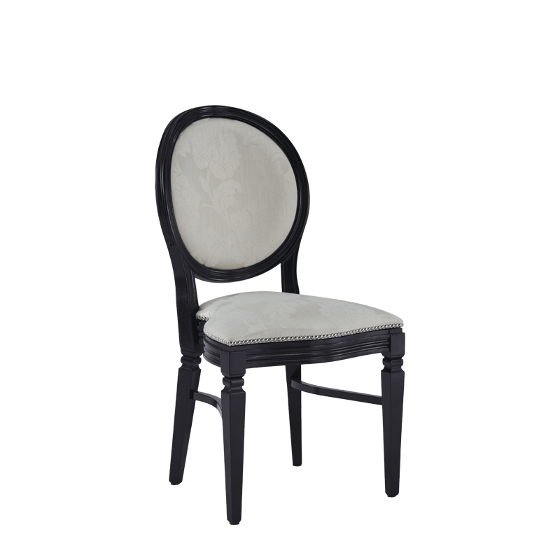 Chandelle Chair in Black with Damask Vanilla Seat Pad