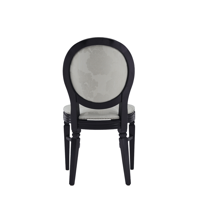 Chandelle Chair in Black with Damask Vanilla Seat Pad
