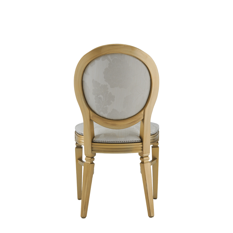 Chandelle Chair in Gold with Damask Vanilla Seat Pad