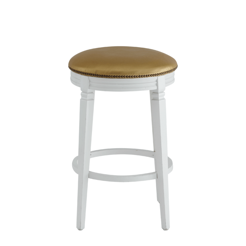 Beli Bar Stool White with Gold Seat Pad