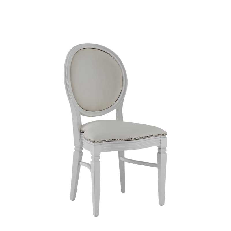 Chandelle Chair in White with Anastasia Collection Seat Pad Cold