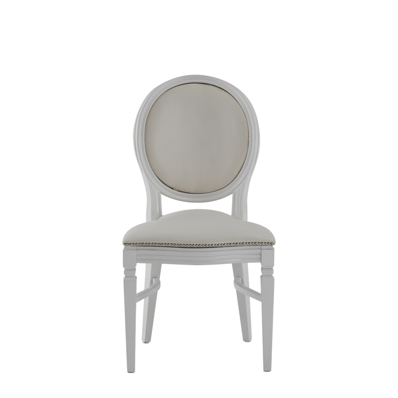 Chandelle Chair in White with Anastasia Collection Seat Pad Cold