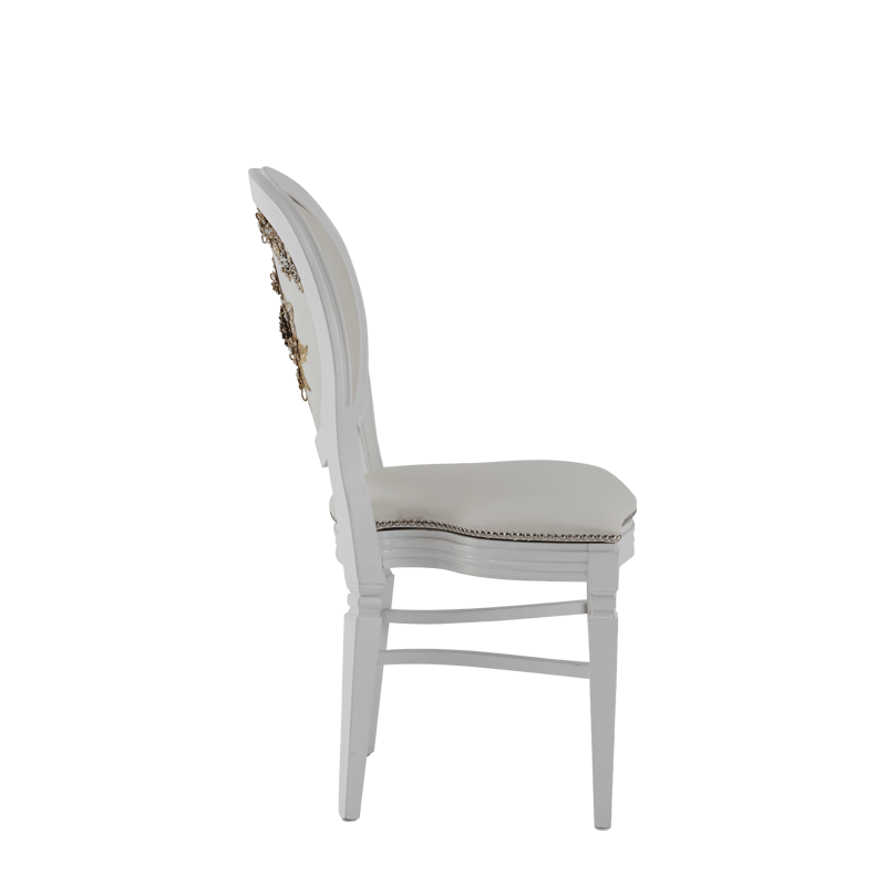 Chandelle Chair in White with Anastasia Collection Seat Pad Cold