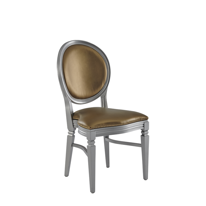 Chandelle Chair in Silver with Gold Seat Pad