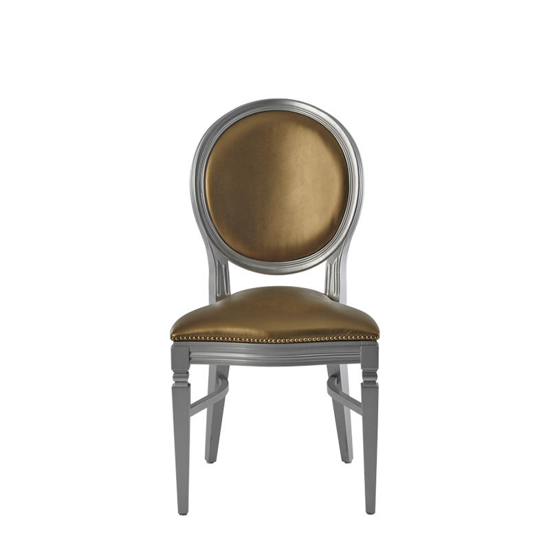 Chandelle Chair in Silver with Gold Seat Pad