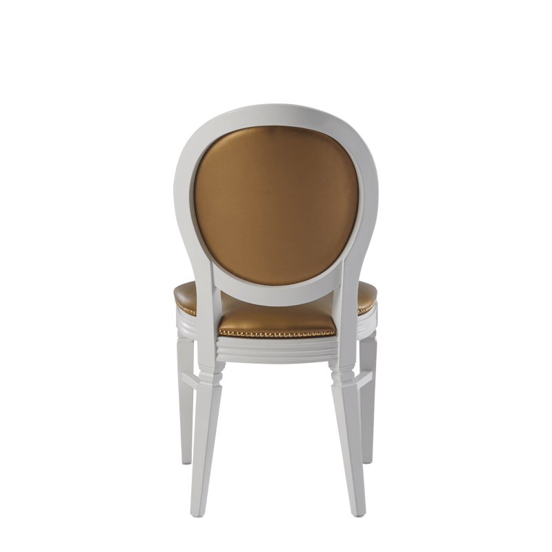 Chandelle Chair in White with Gold Seat Pad
