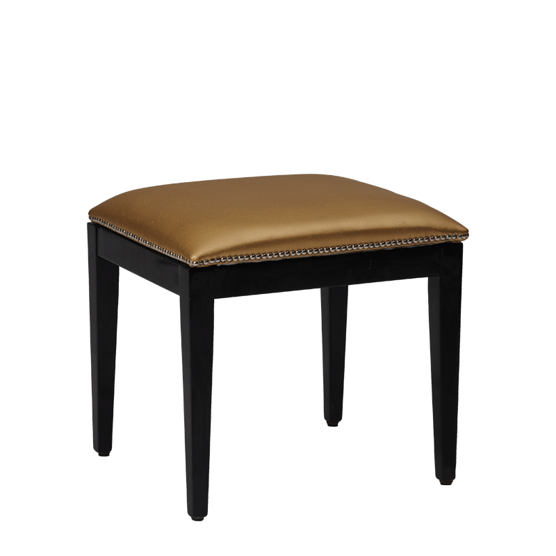 Divano Ottoman in Black with Gold Seat Pad
