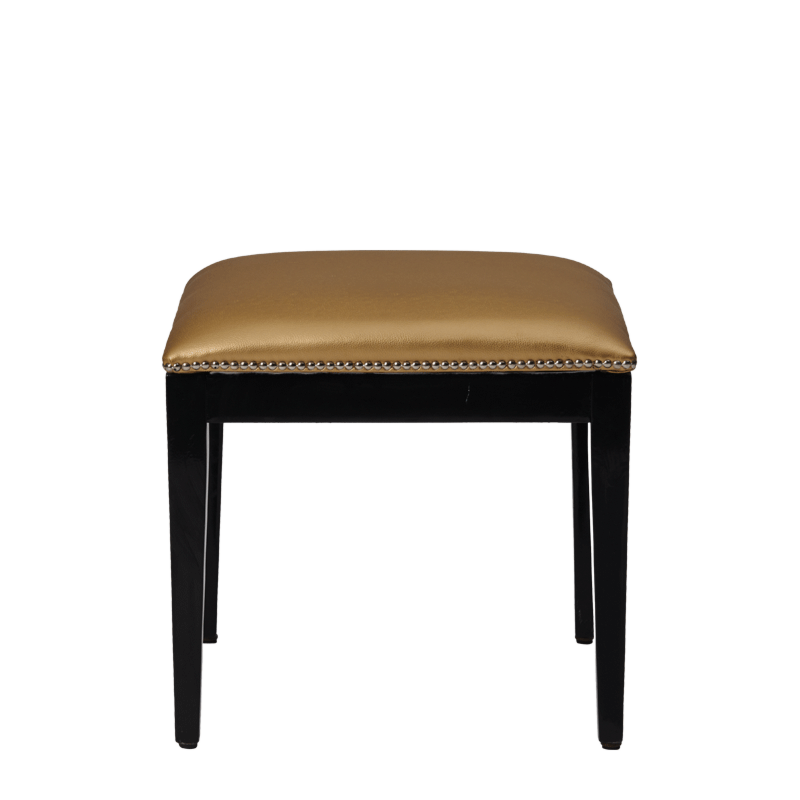 Divano Ottoman in Black with Gold Seat Pad