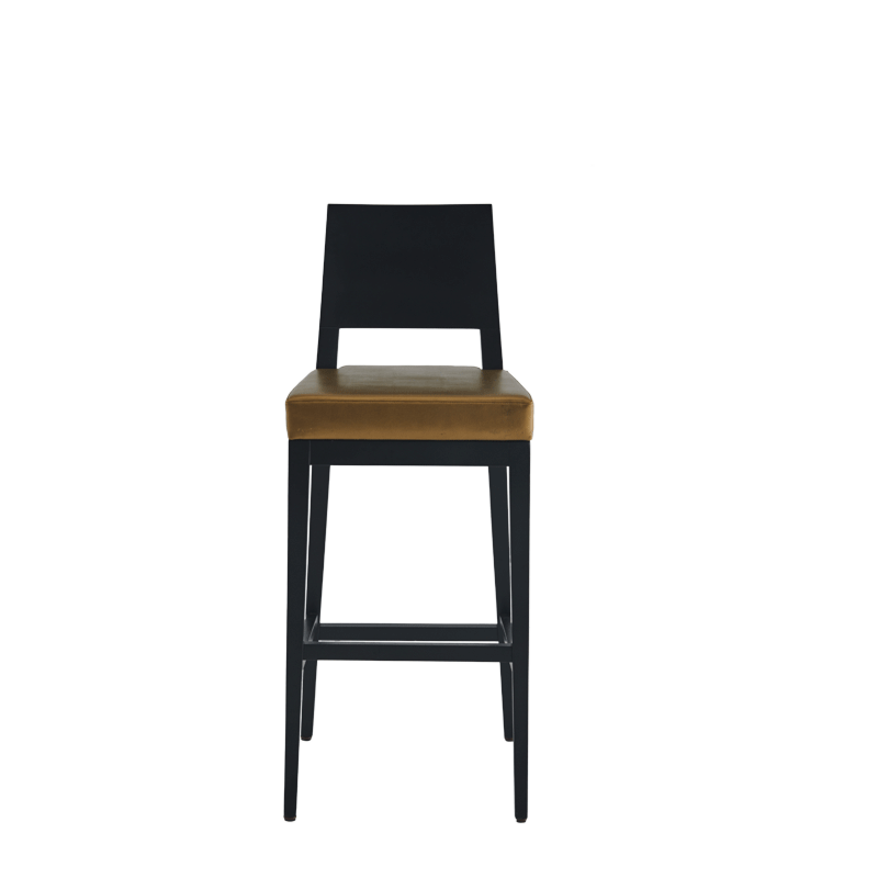 Porcino Bar Stool in Black with Gold Seat Pad