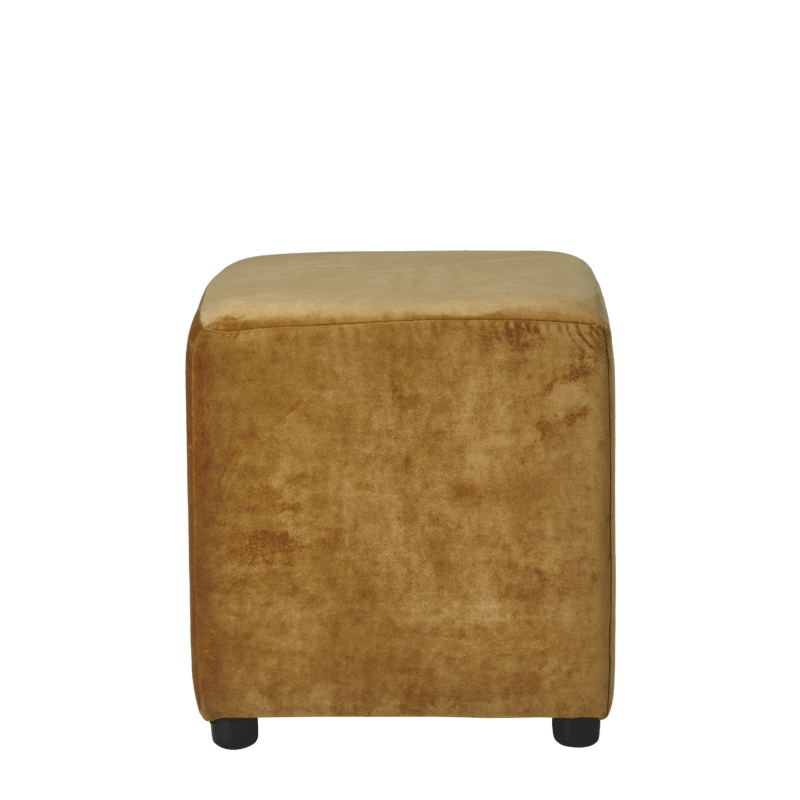 Rochelle Square Ottoman in Gold Velvet