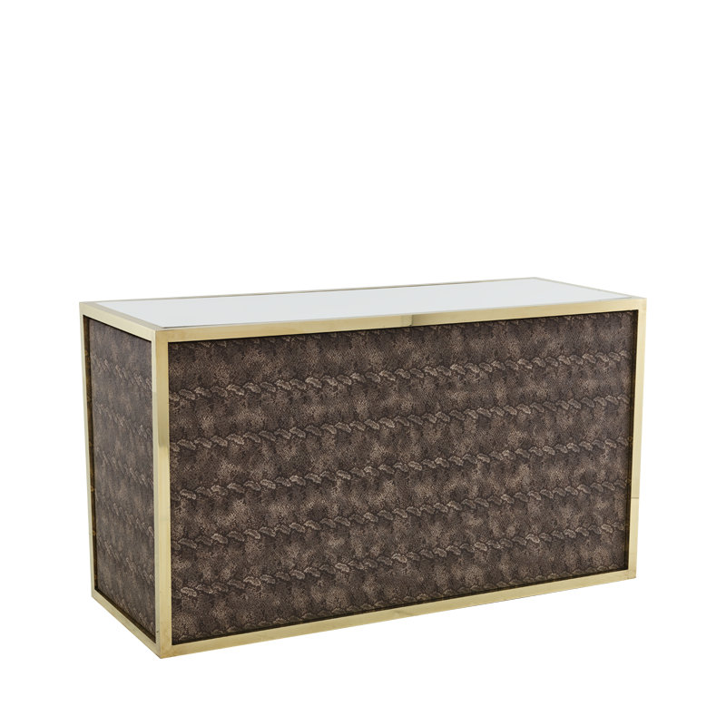 Unico Bar - Gold Frame - Taupe Upholstered Snake Skin Panels 