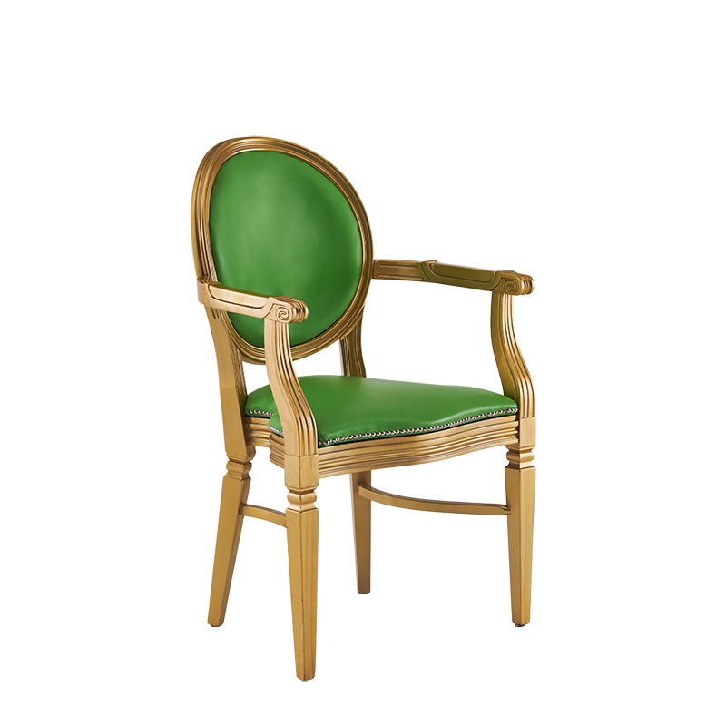 Chandelle Armchair in Gold with Green Seat Pad