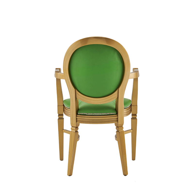 Chandelle Armchair in Gold with Green Seat Pad
