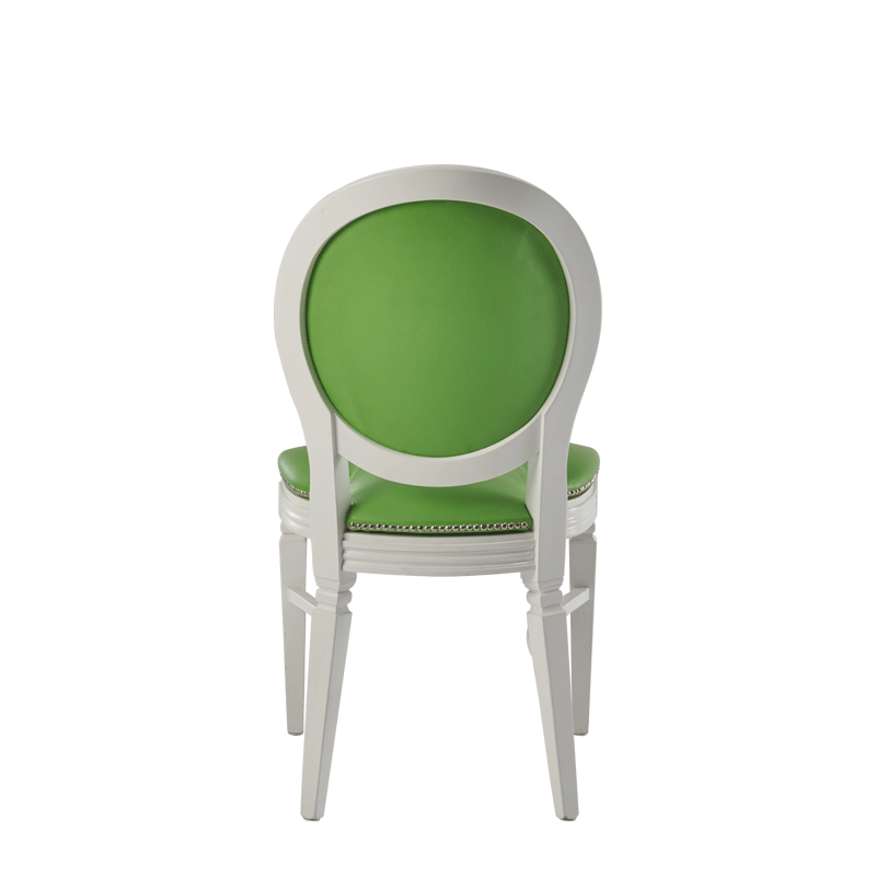 Chandelle Chair in White with Green Seat Pad