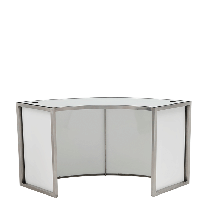 Unico Curved DJ Booth with Stainless Steel Frame -Coloured Panels
