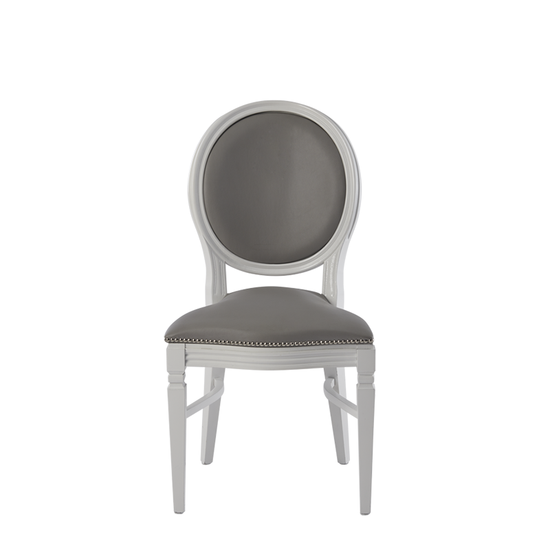 Chandelle Chair in White with Grey Seat Pad