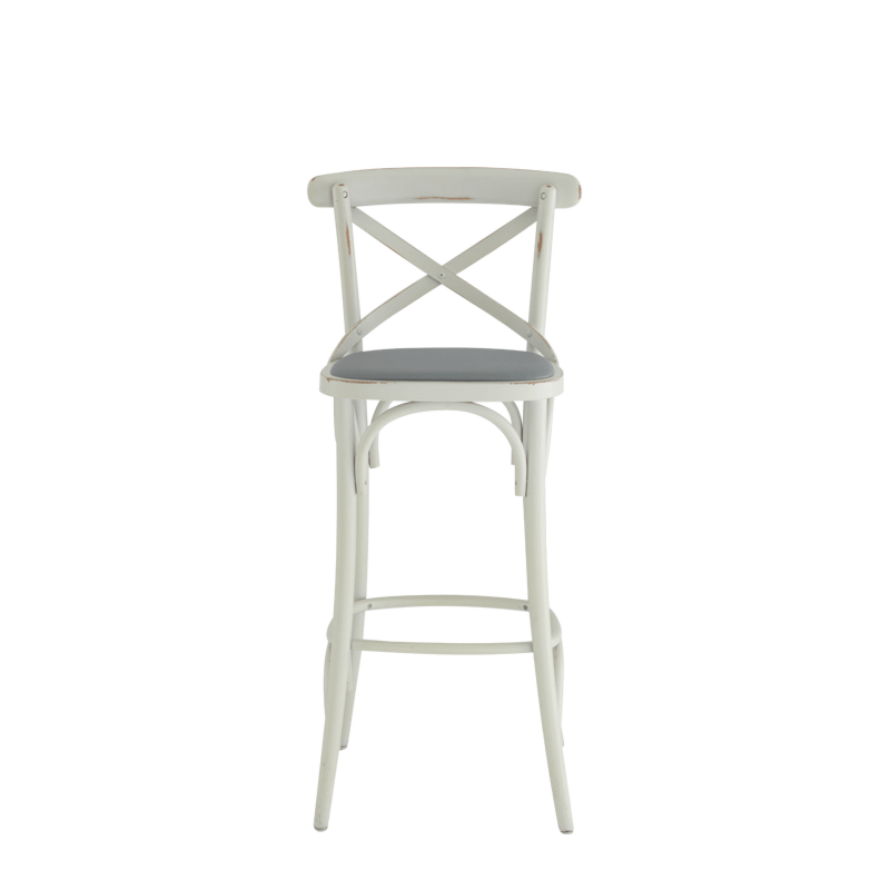 Coco Bar Stool White in with Grey Seat Pad