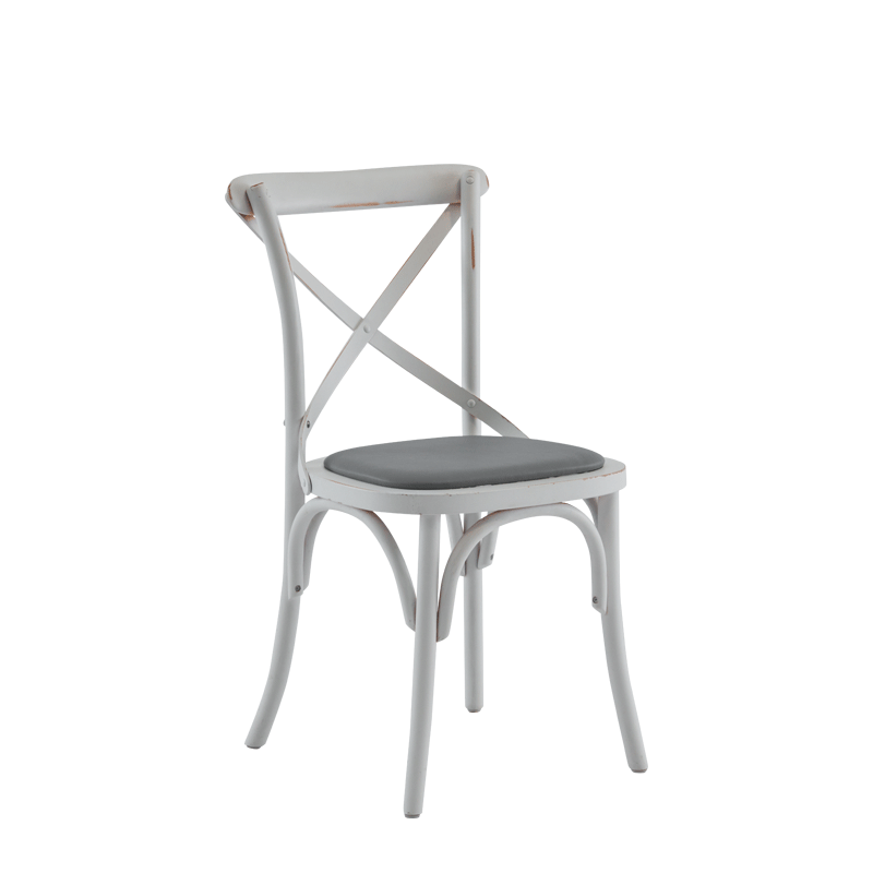 Coco Chair in White with Grey Seat Pad