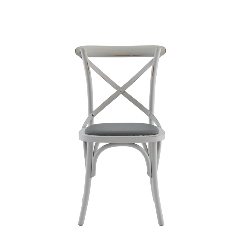 Coco Chair in White with Grey Seat Pad