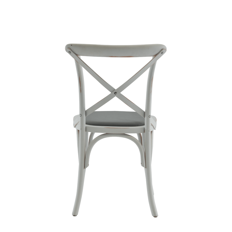 Coco Chair in White with Grey Seat Pad