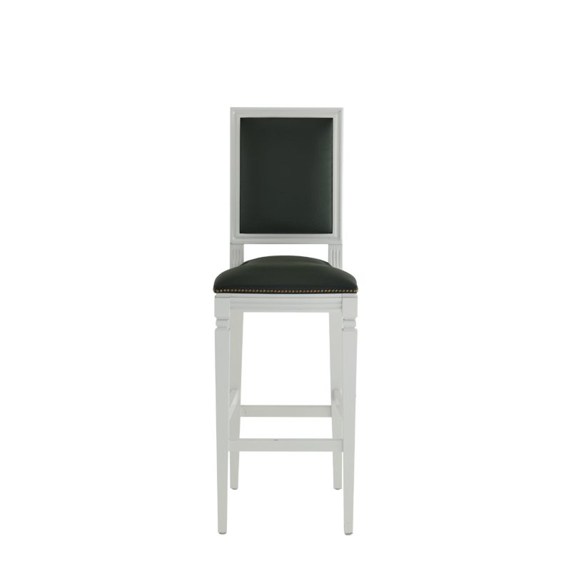 CKC Bar Stool in White with Hunter Green Seat Pad