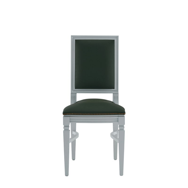 CKC Chair in White with Hunter Green Seat Pad