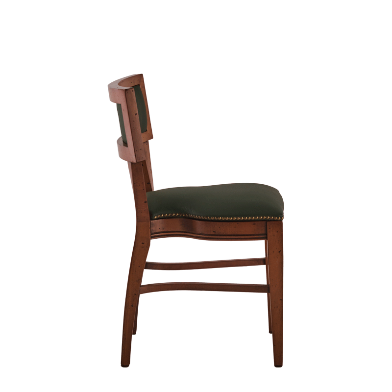 The Bogart Chair in Antique Wood with Hunter Green Seat Pad