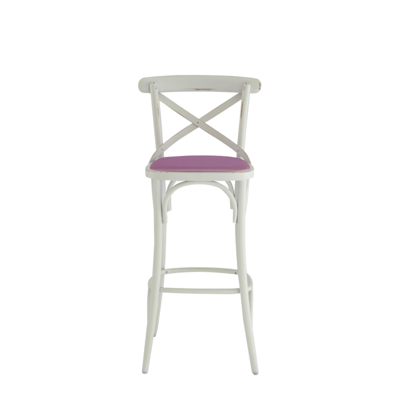 Coco Bar Stool in White with Icy Pink Seat Pad