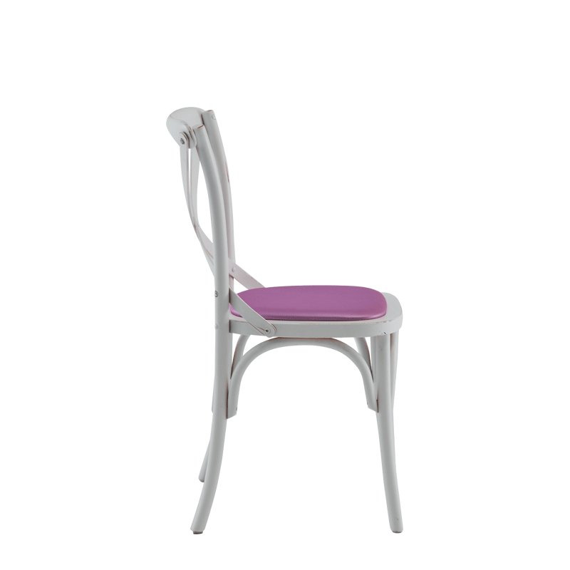 Coco Chair in White with Icy Pink Seat Pad