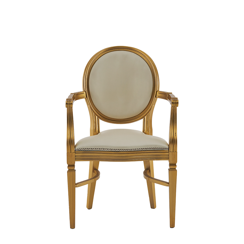 Chandelle Armchair in Gold with Ivory Seat Pad
