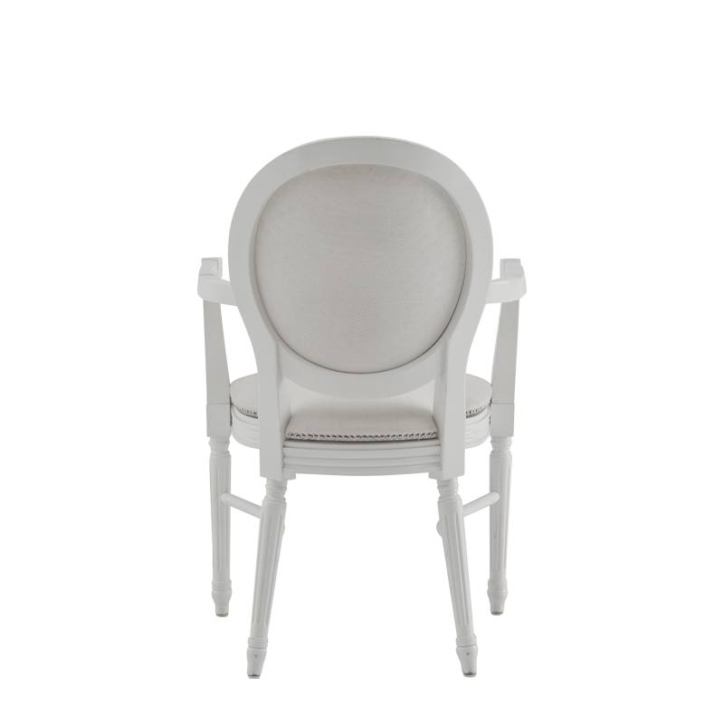 Chandelle Armchair in White with Ivory Seat Pad
