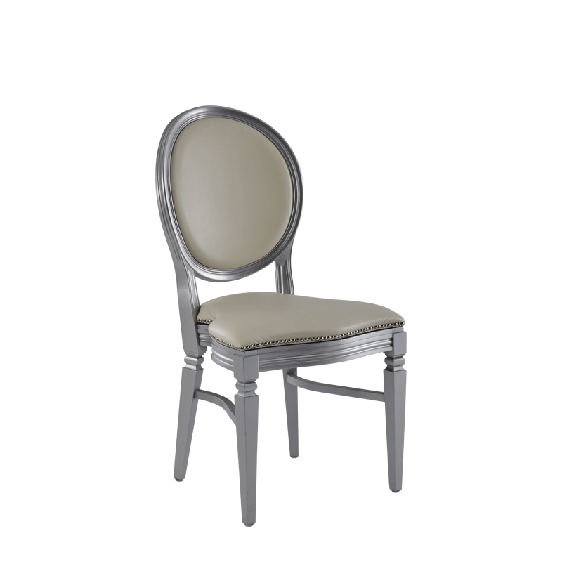 Chandelle Chair in Silver with Ivory Seat Pad