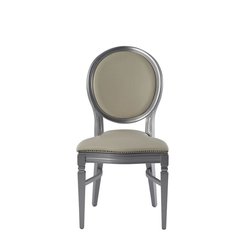 Chandelle Chair in Silver with Ivory Seat Pad