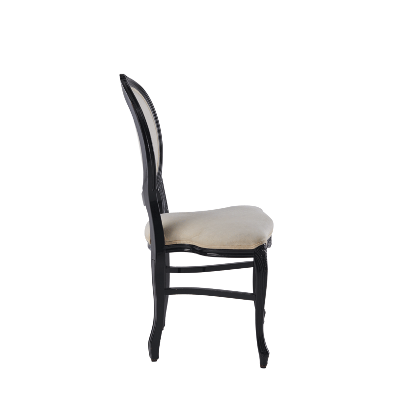 Louise Chair in Black with Ivory Seat Pad