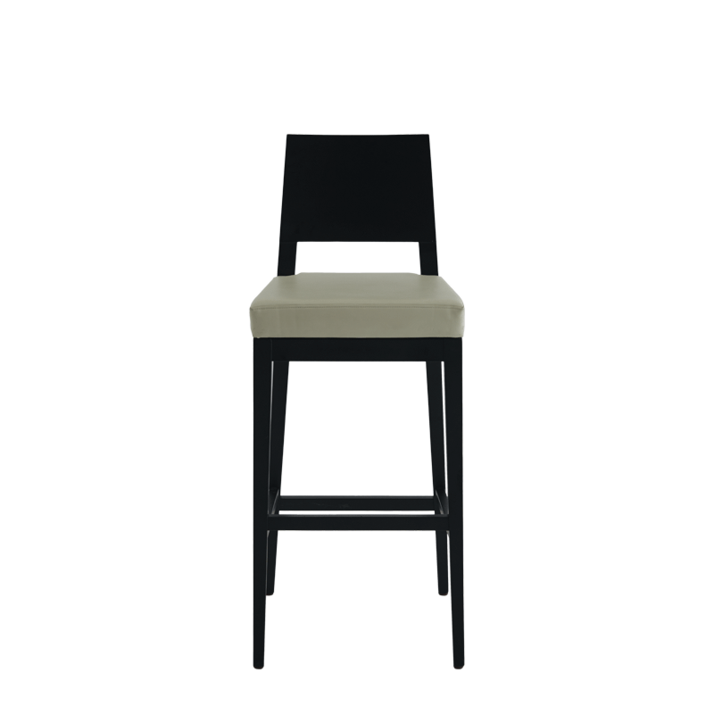 Porcino Bar Stool in Black with Ivory Seat Pad